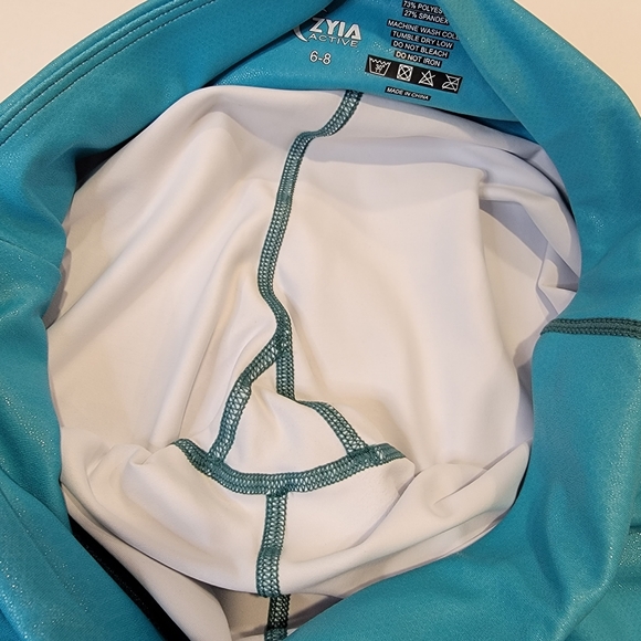 Zyia Active Venom Teal White Ombre Workout Leggings Light Shimmer 7/8 Size 6-8 - Picture 10 of 14
